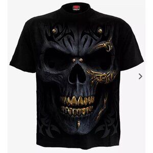 Hot Topic Souls Unite Black & Gold Skull T Shirt